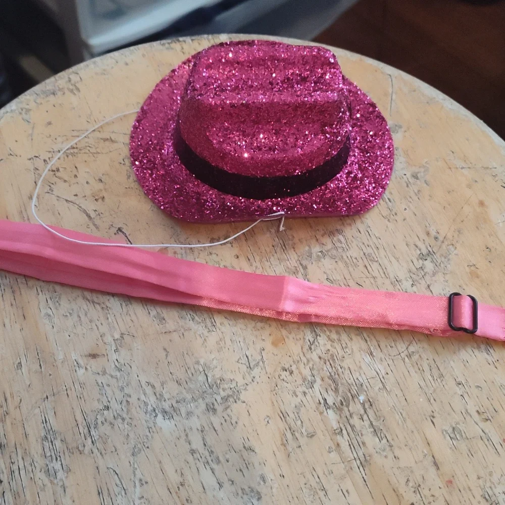 Pink adjustable silk collar and hat